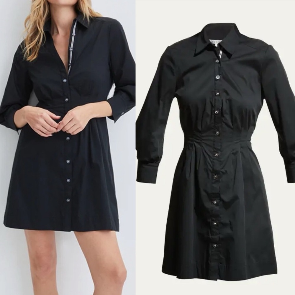 VERONICA BEARD
Polina Button-Front Pleated Shirt Dress size 14 black - Picture 10 of 10